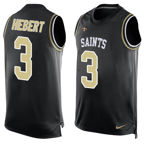 Men's Limited Bobby Hebert Nike Jersey Black - #3 Player Name & Number Tank Top NFL New Orleans Saints